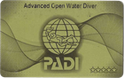 A card that says advanced open water diver on it
