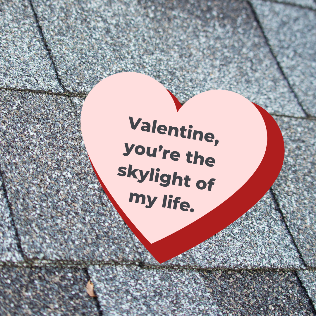 A RETEX valentine graphic. Text reads: Valentine, you're the skylight of my life.