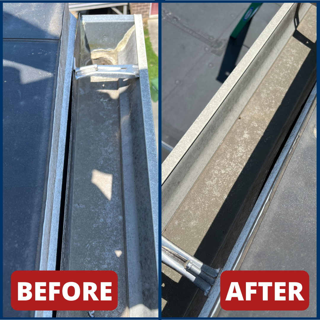 A before-and-after RETEX gutter repair in Richmond VA.
