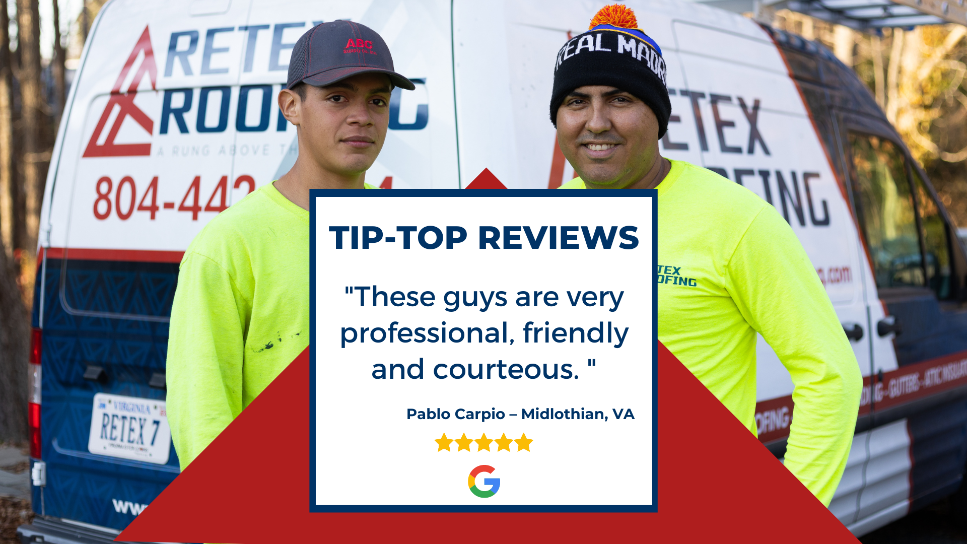 Roof Repair Client Google review: