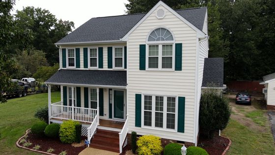 Photo of RETEX roof replacement in Richmond VA. GAF Timberline Charcoal architectural asphalt shingles.