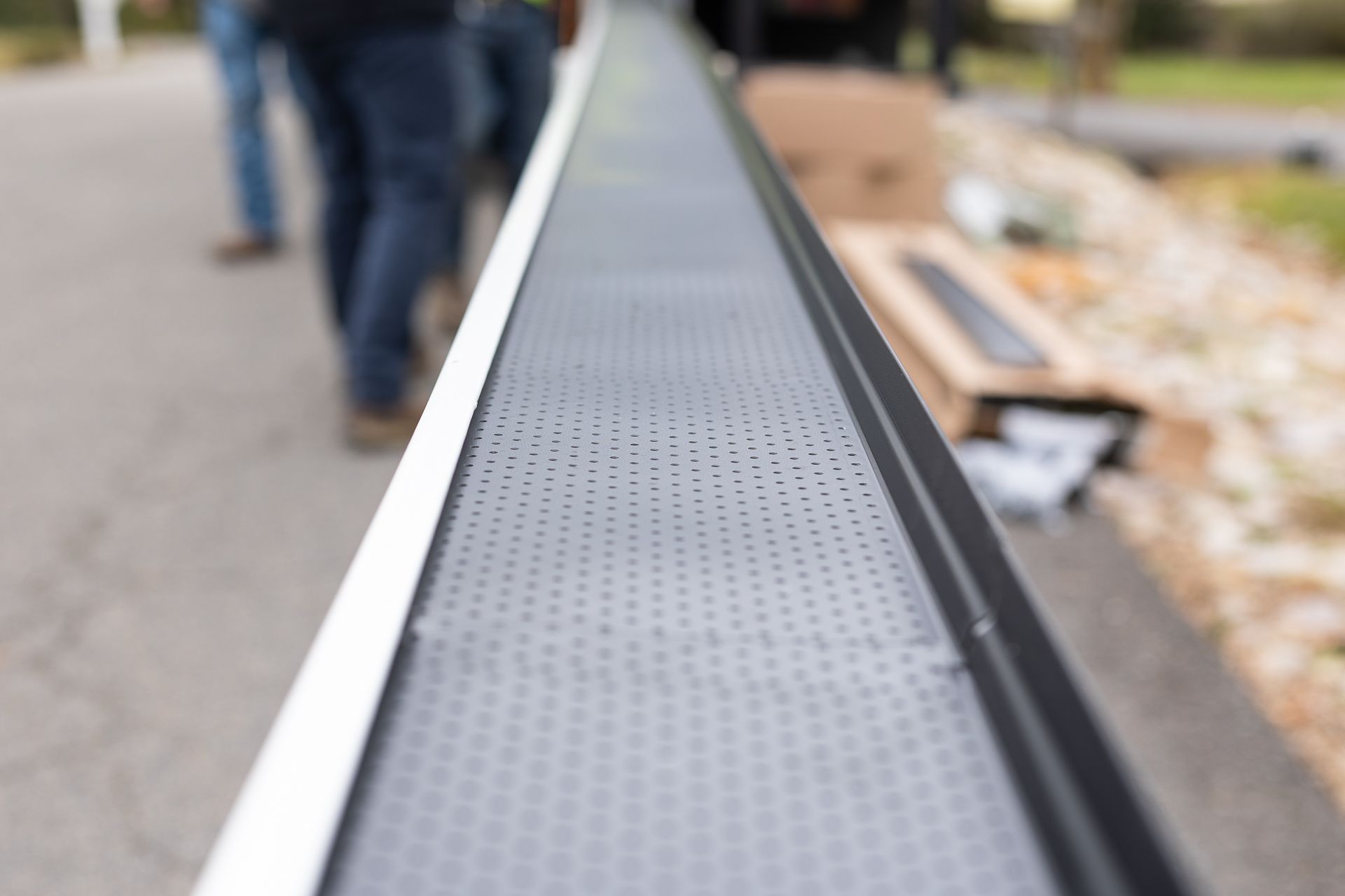Image of gutter guards on a Plygem gutter system for a North Chesterfield VA home.