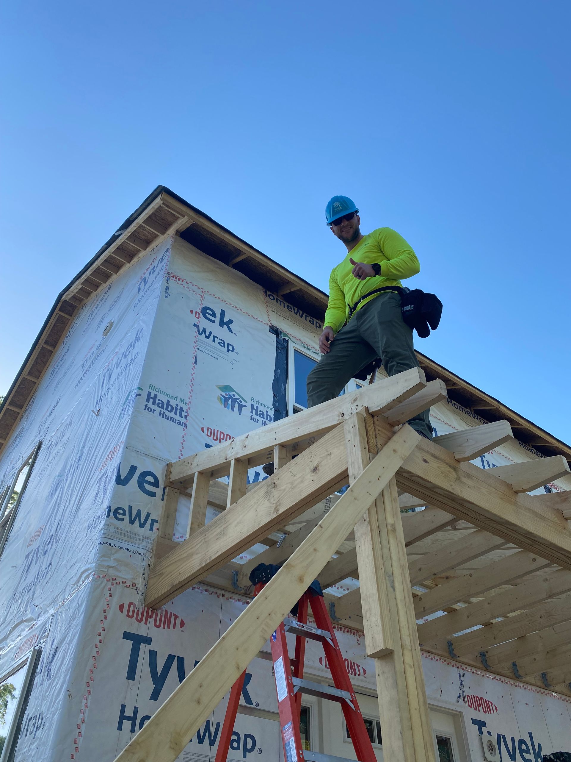 Image of RETEX’s Josh Lewis volunteering with Richmond Habitat for Humanity in April 2023.