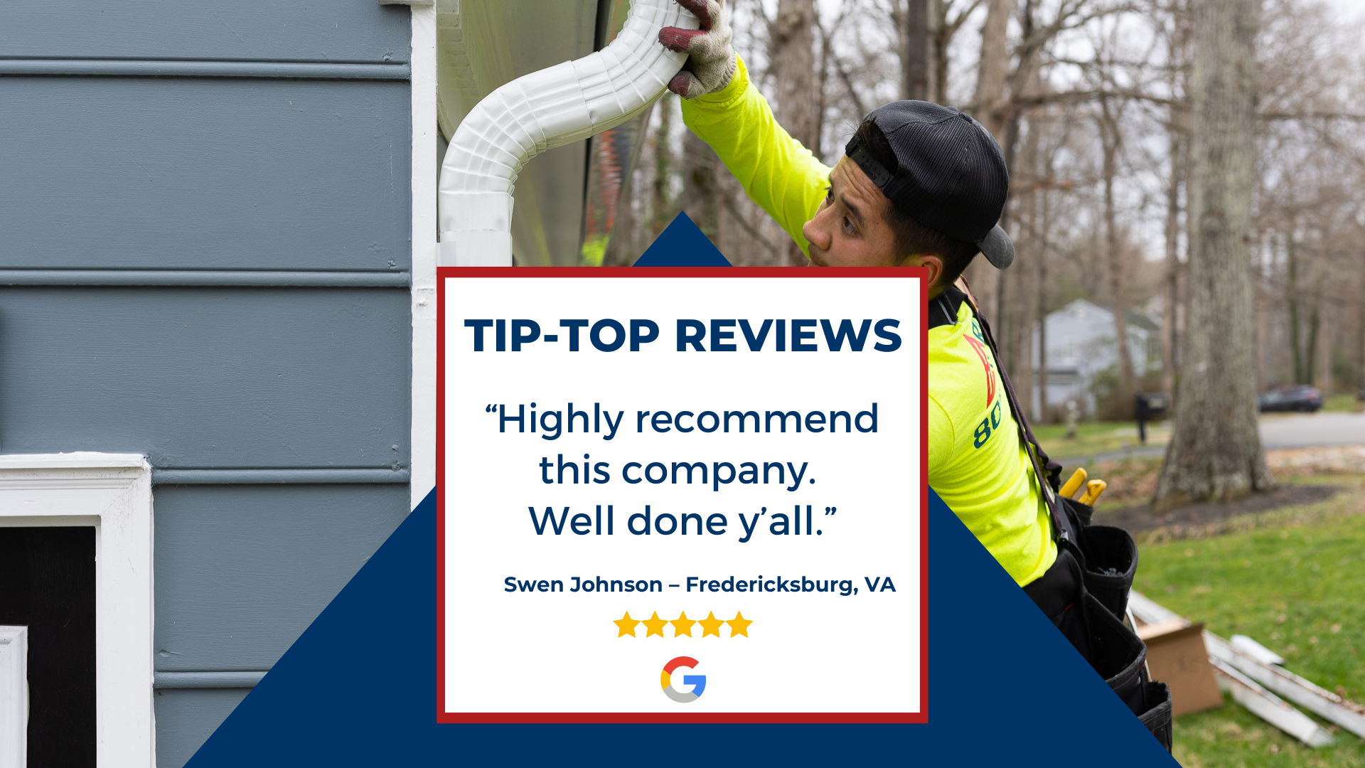 An infographic of a RETEX client's 5-star Google review. The graphic says: