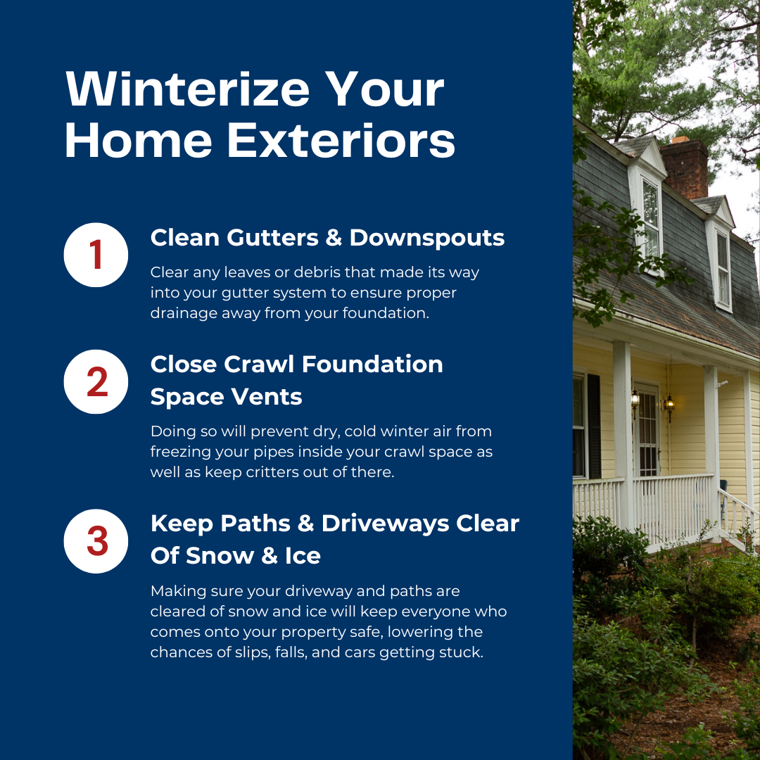 A RETEX infographic listing three home winterization tips.