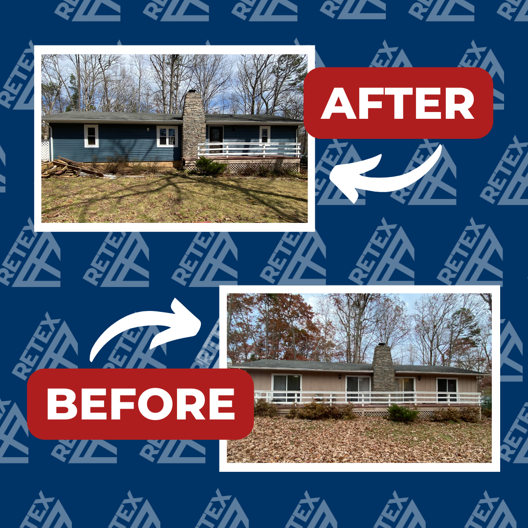 Retex replaced the siding, reframed and installed new windows for this home in Locust Grove, VA 22508 with vinyl in 2024.