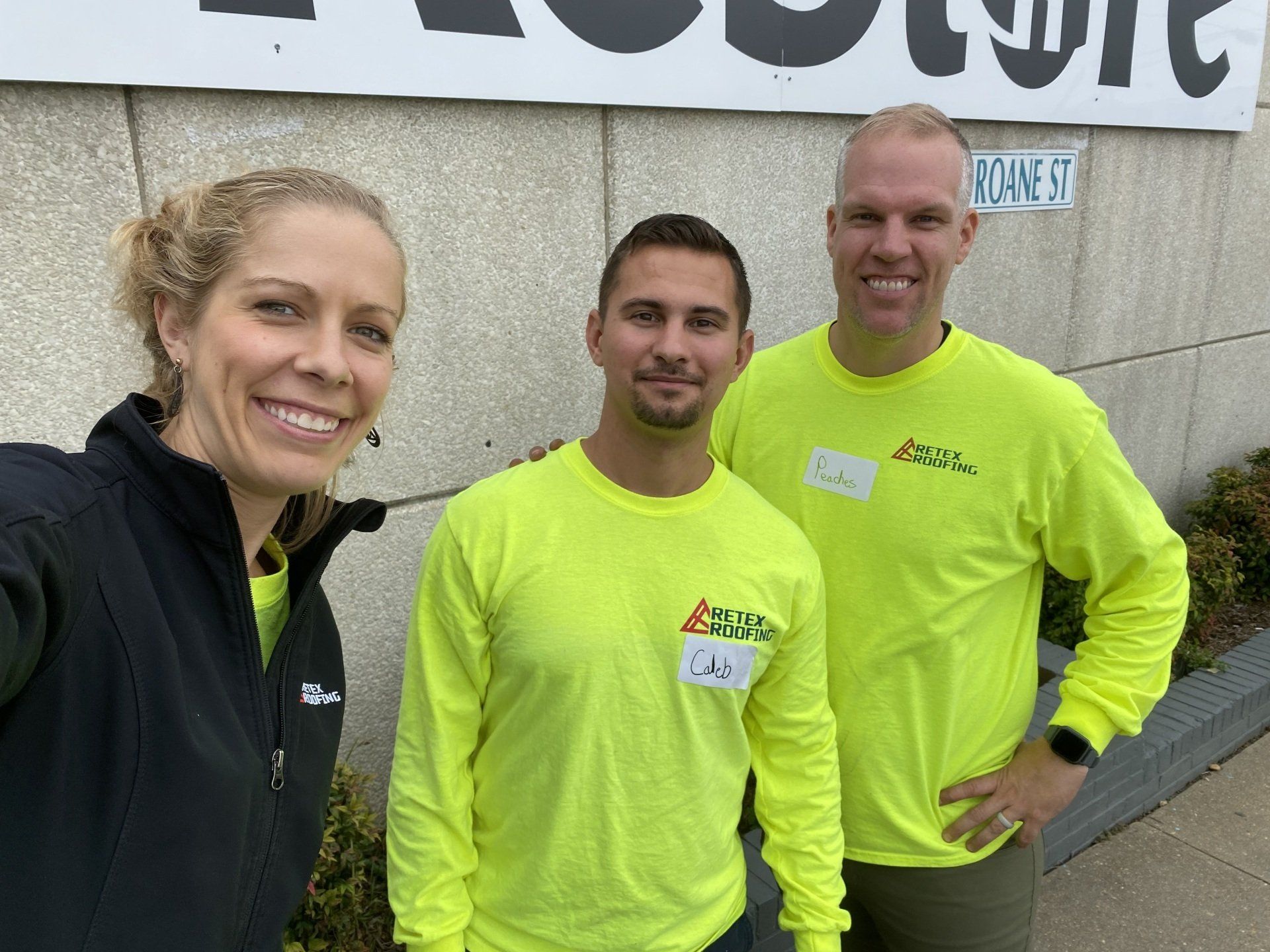 RETEX's Katelyn Lewis, Caleb Kammerling, and Mark Erickson volunteering at Habitat for Humanity's Midlothian ReStore.