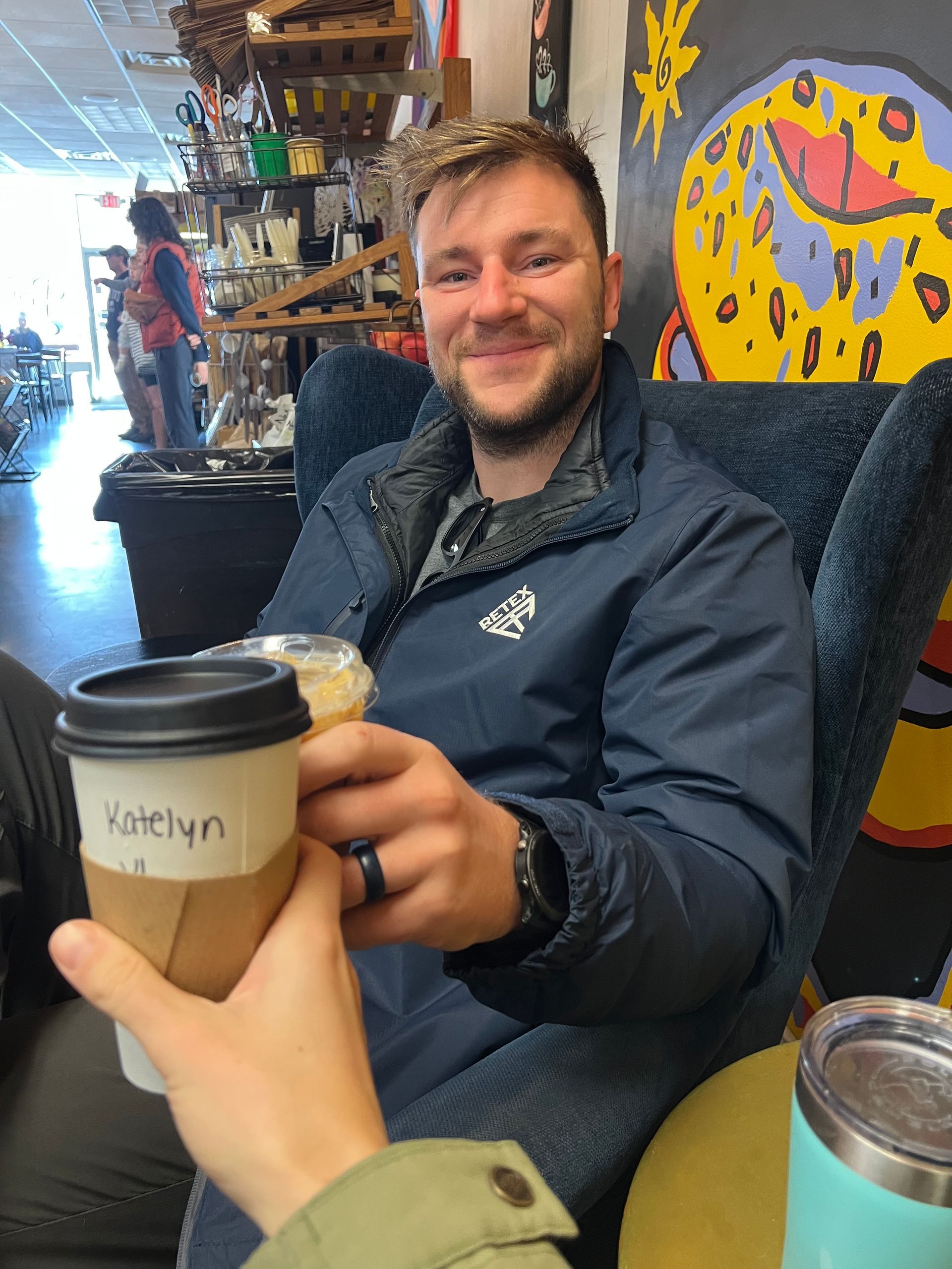 Image of RETEX's Josh Lewis at local coffee shop Perk! in Bon Air, VA. Photo by RETEX's Katelyn Lewis.
