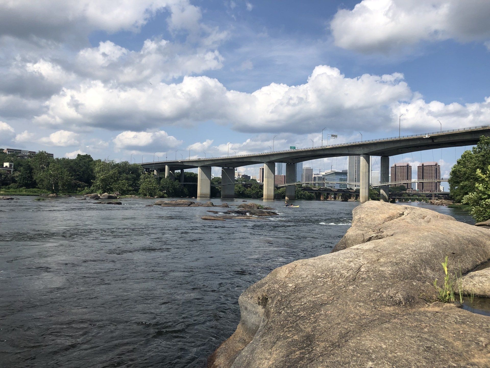 Photo of James River, bridge, Richmond VA skyline. Captured by RETEX's Katelyn Lewis.