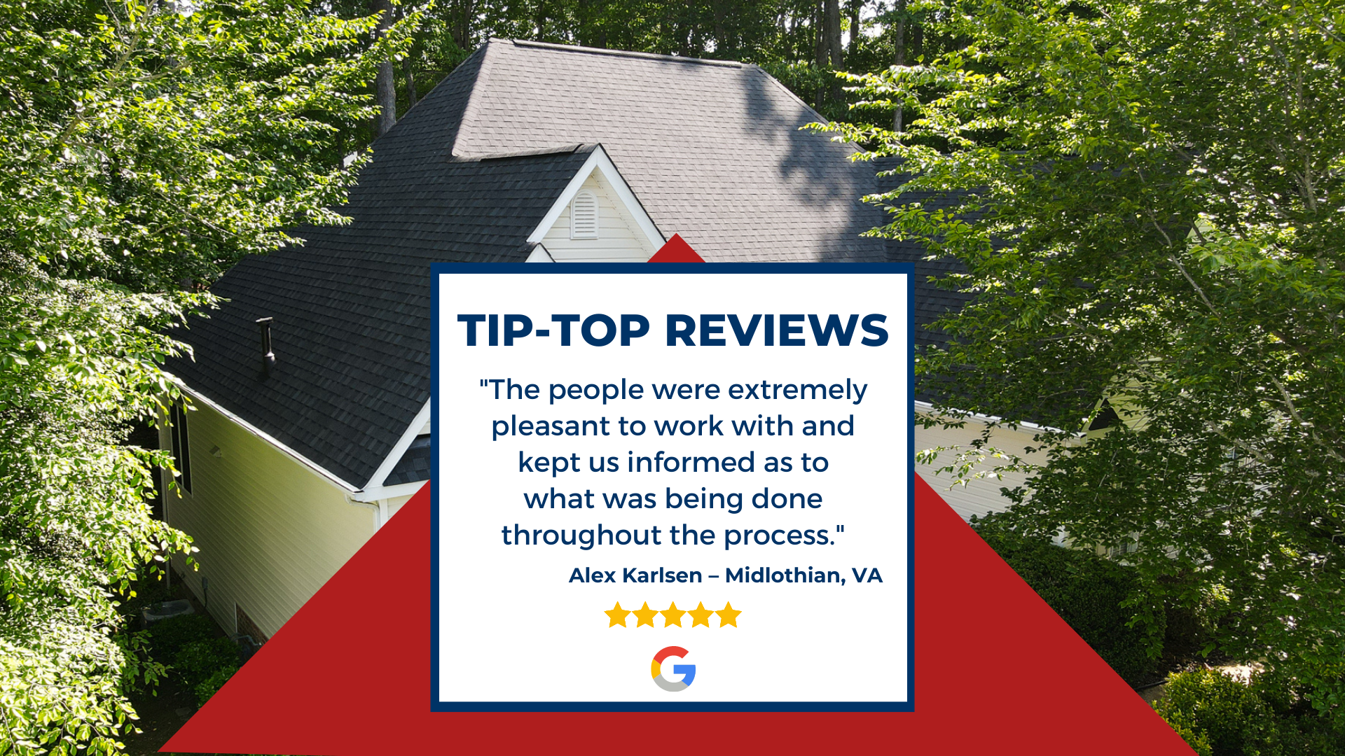 A graphic of a RETEX client's 5-star Google review. The graphic says: