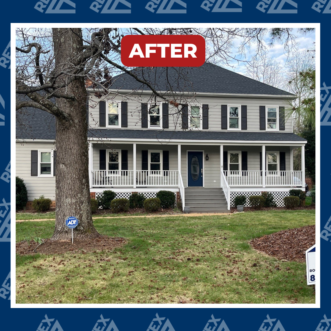 A graphic showing an after photo of a RETEX window replacement in Midlothian VA.
