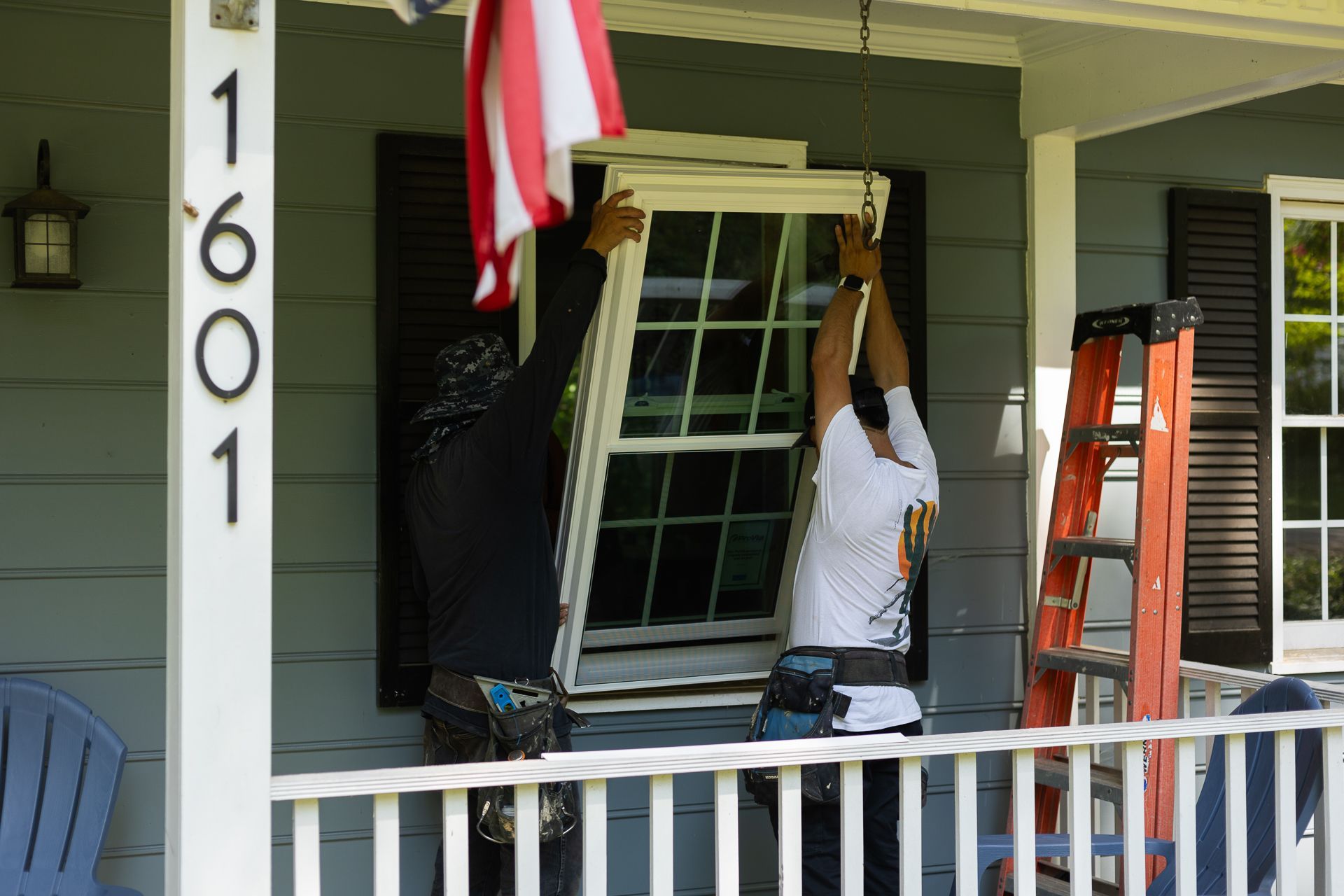 A during-install image of a RETEX window replacement in North Chesterfield VA.