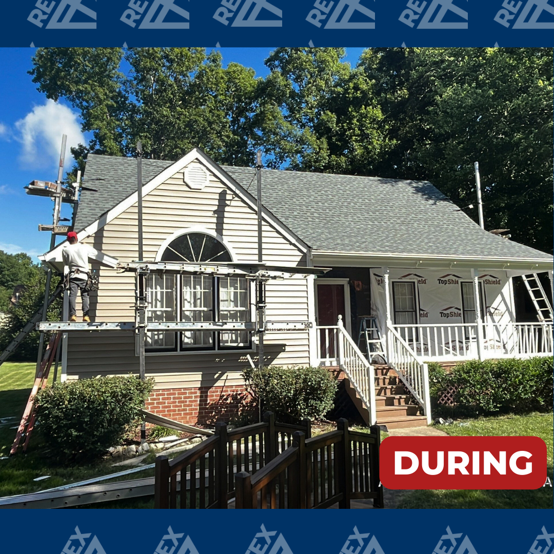 During-Installation image of RETEX vinyl siding replacement in Midlothian, VA 23112.