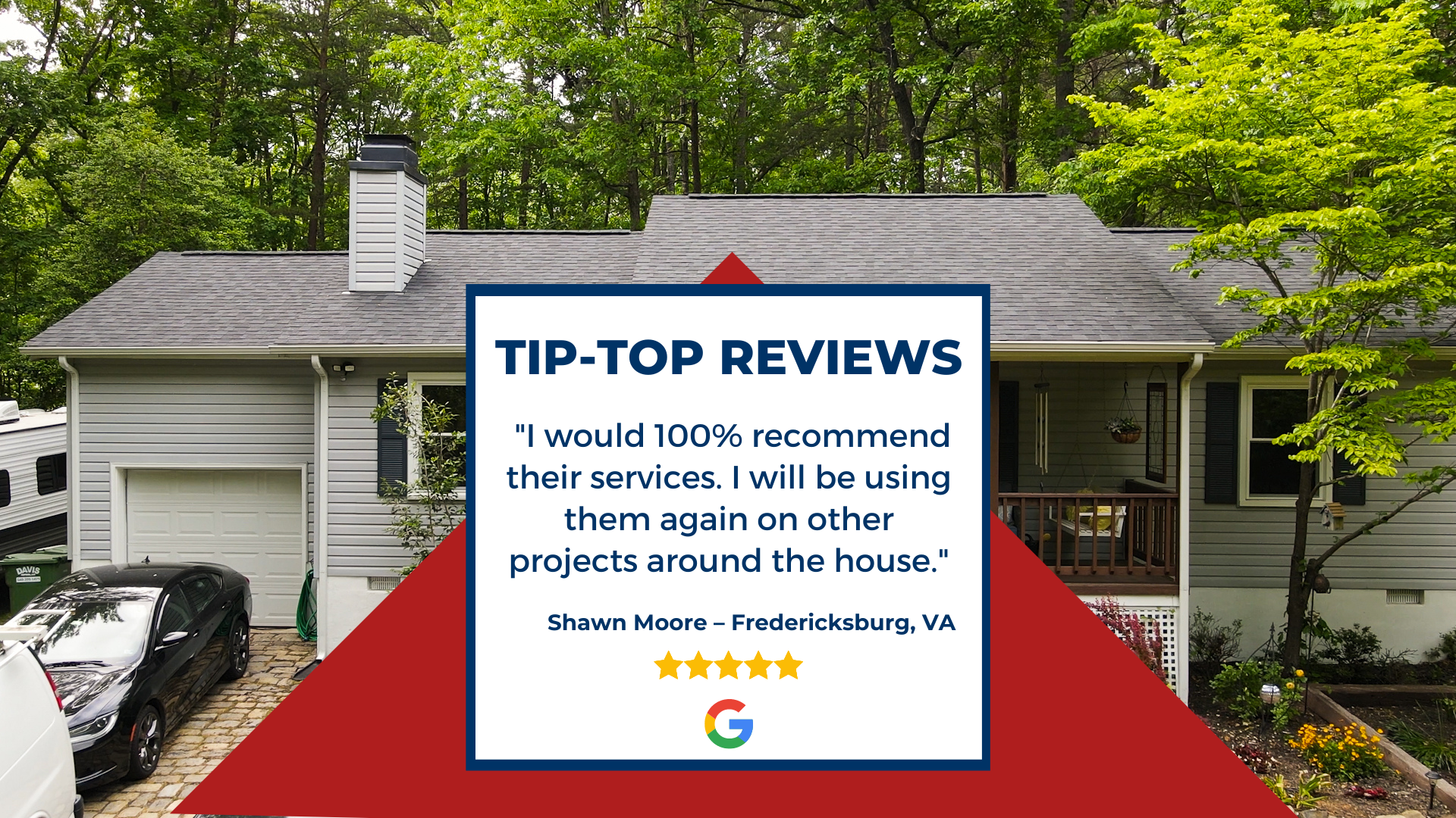 A graphic of a RETEX client's 5-star Google review. The graphic says: