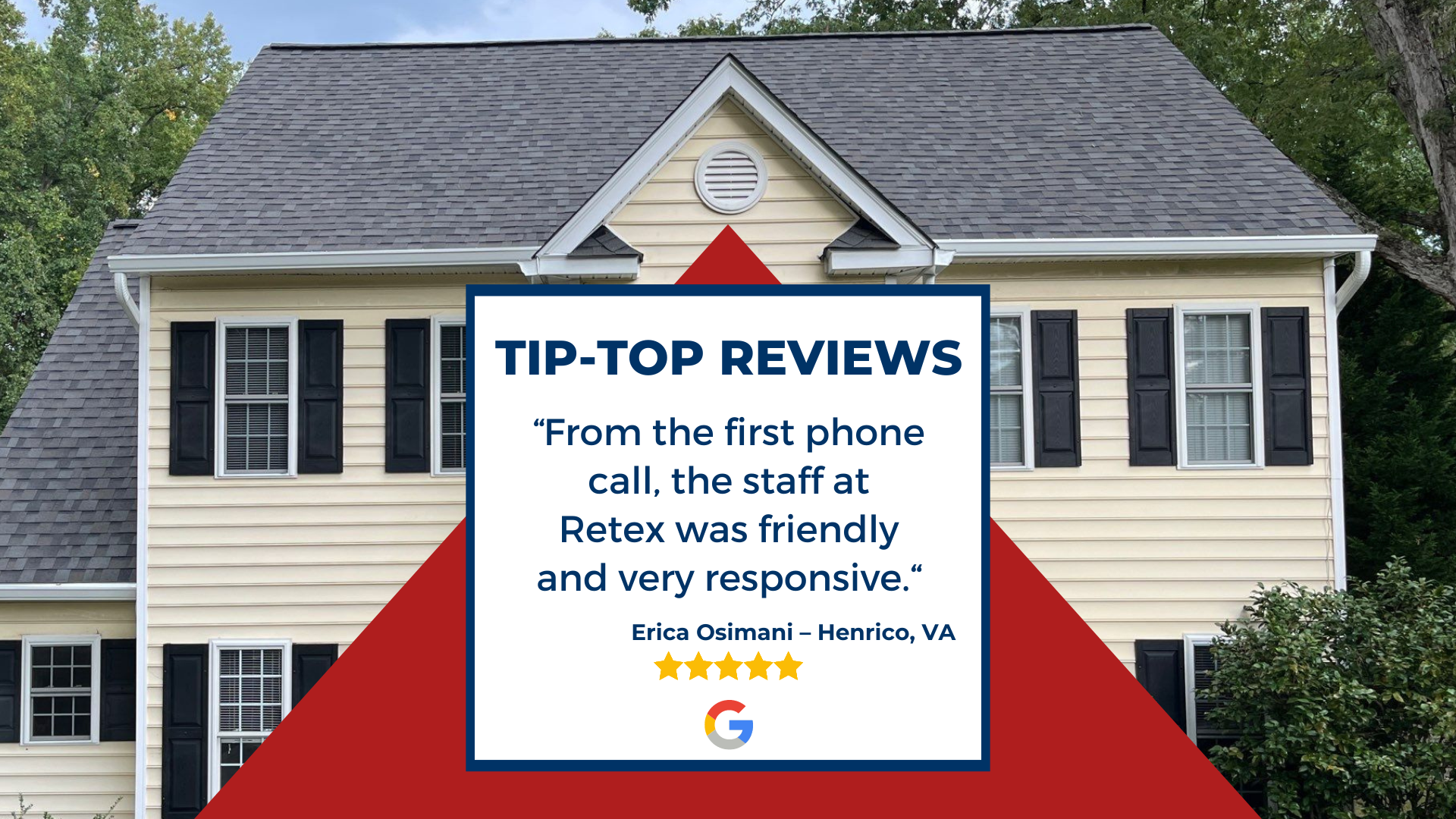 Graphic of client Google review: