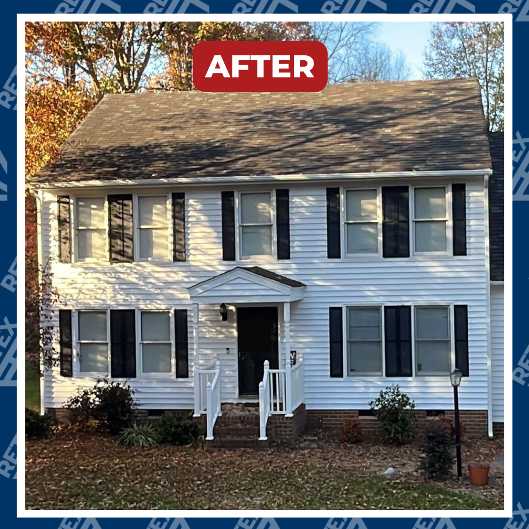 An infographic showing an after-vinyl siding installation image of a Midlothian home.