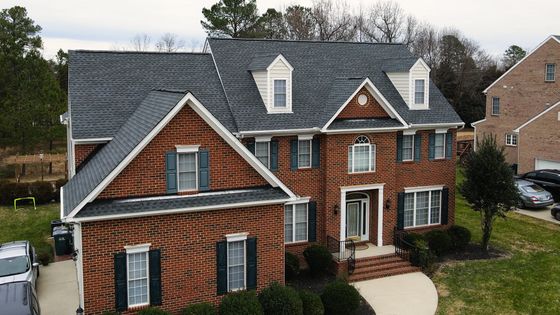 Photo of RETEX roof replacement in Glen Allen VA. GAF Timberline Pewter Gray architectural asphalt shingles.