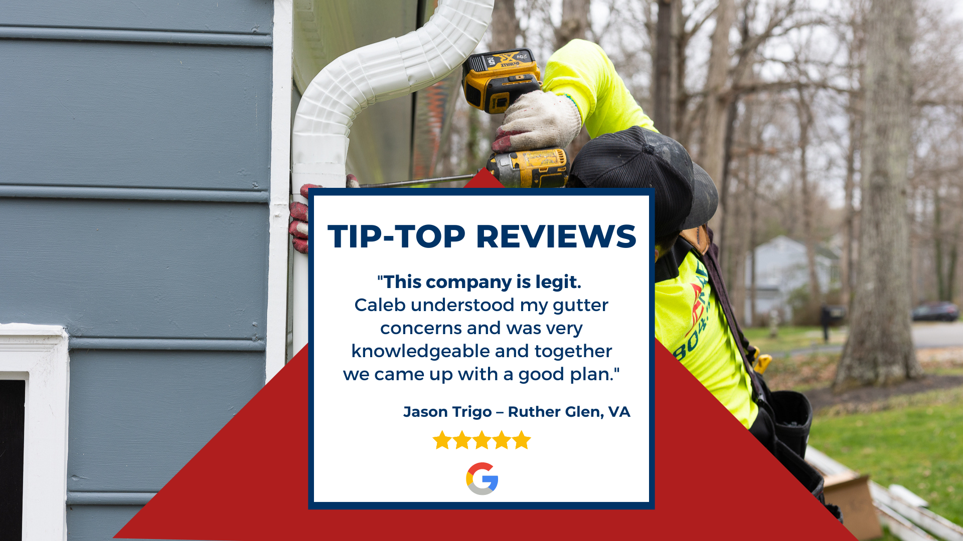 Graphic of client Google review: