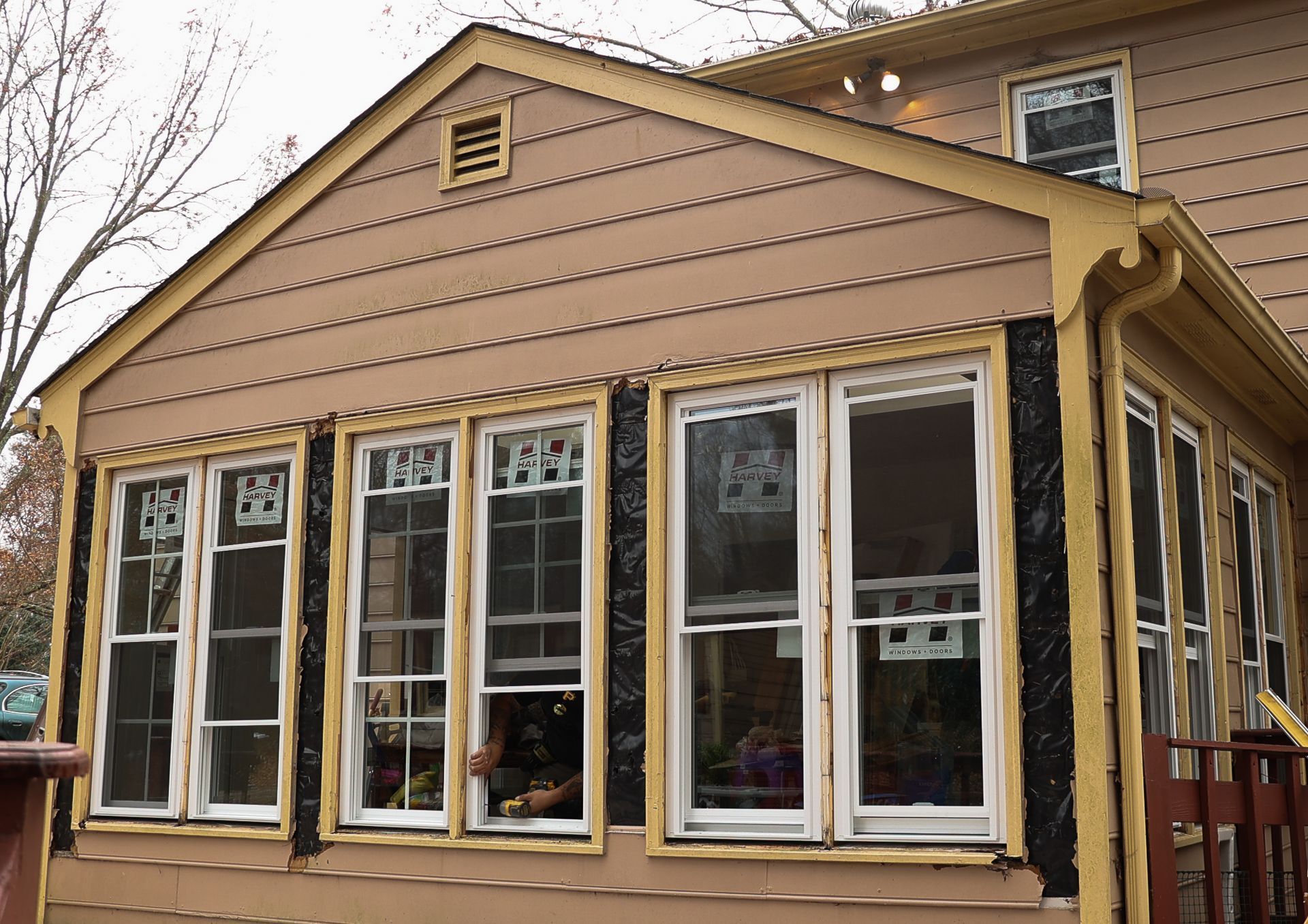 A during-install image of a RETEX siding and window replacement in Chesterfield VA 23235. Photo by RETEX's Katelyn Lewis.