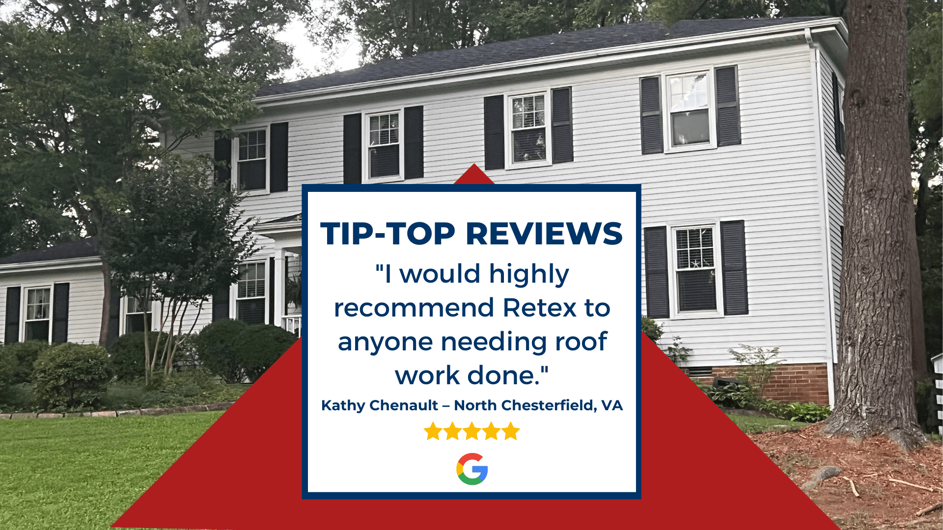 Client Google review: I would highly recommend Retex to anyone needing roof work done,