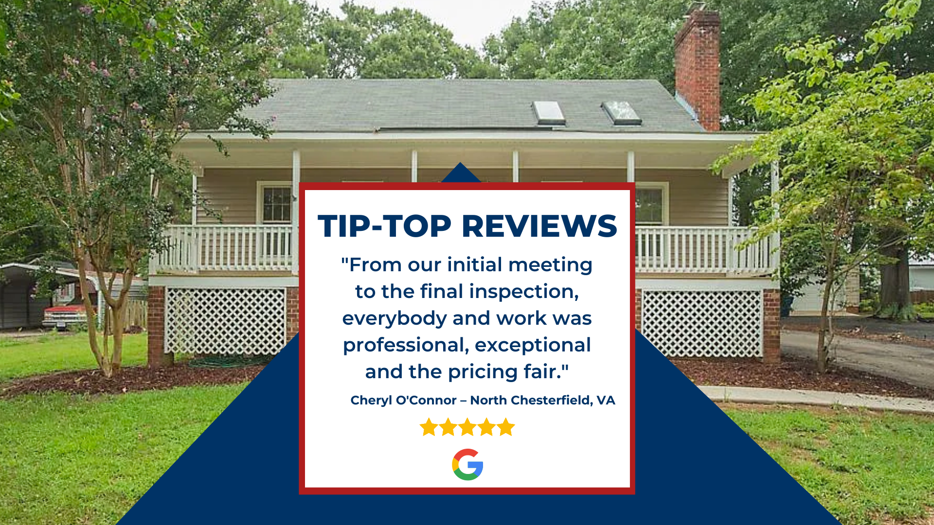 Client Google review: From our initial meeting to the final inspection, everybody and work was professional, exceptional ...