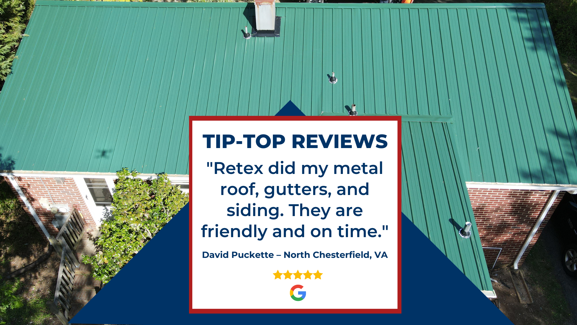 A graphic of a RETEX client's Google review.