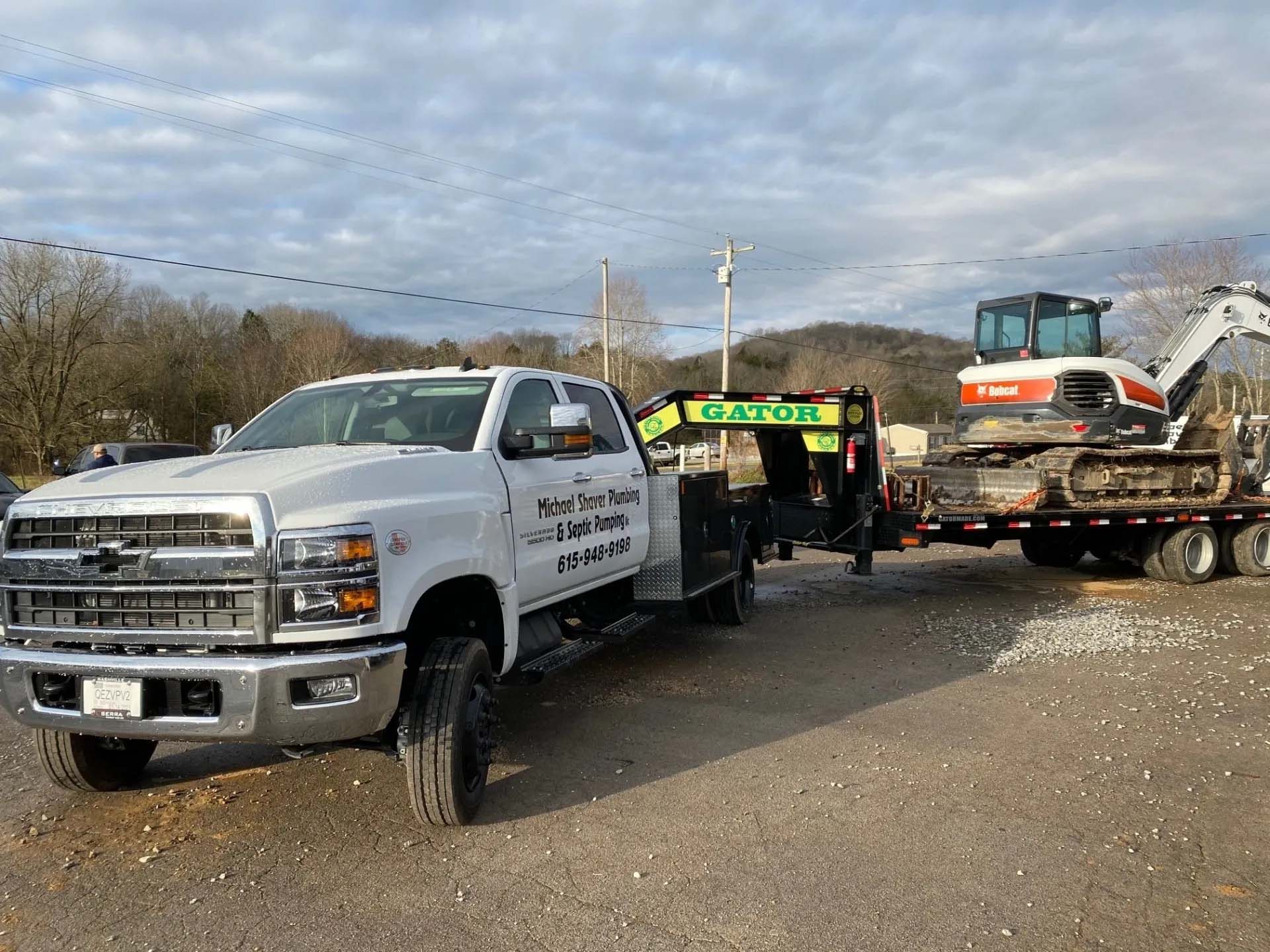 Tilted angle of company pick up truck — Bethpage, TN — Michael Shaver Plumbing & Septic Pumping