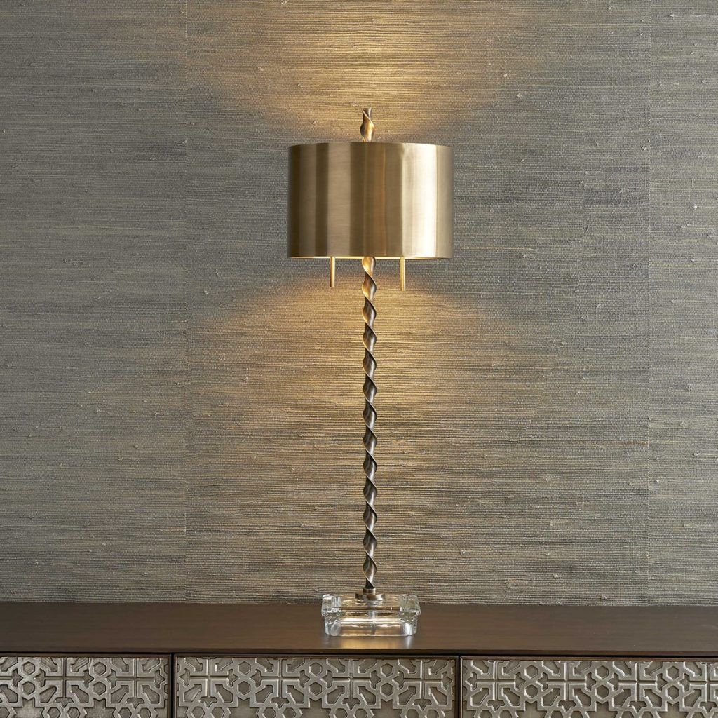 Gold mid-century lamp looks vintage and chic