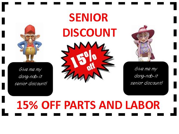 Repair Discount — 15% Off Parts And Labor in Indianapolis, IN