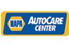 The napa autocare center logo is blue and yellow.