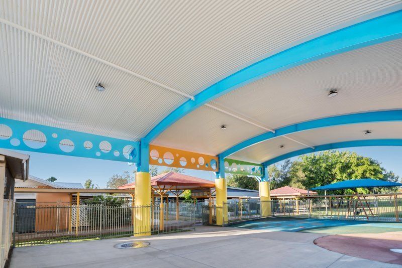 Covered area with blue beams — Award-Winning Builders in Townsville, QLD