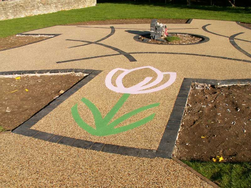 Rosemoor gardens commercial resin path with flower pattern