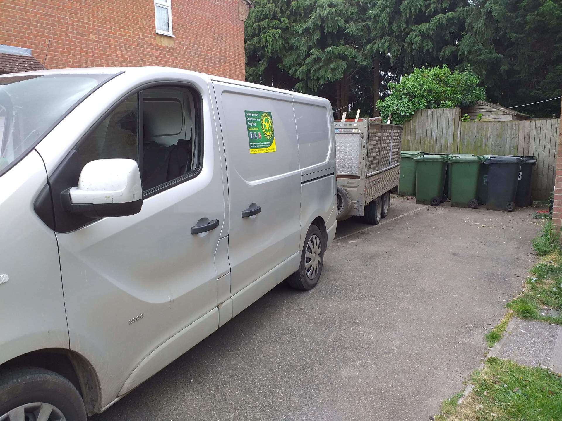 Arriving at clearance job in the van