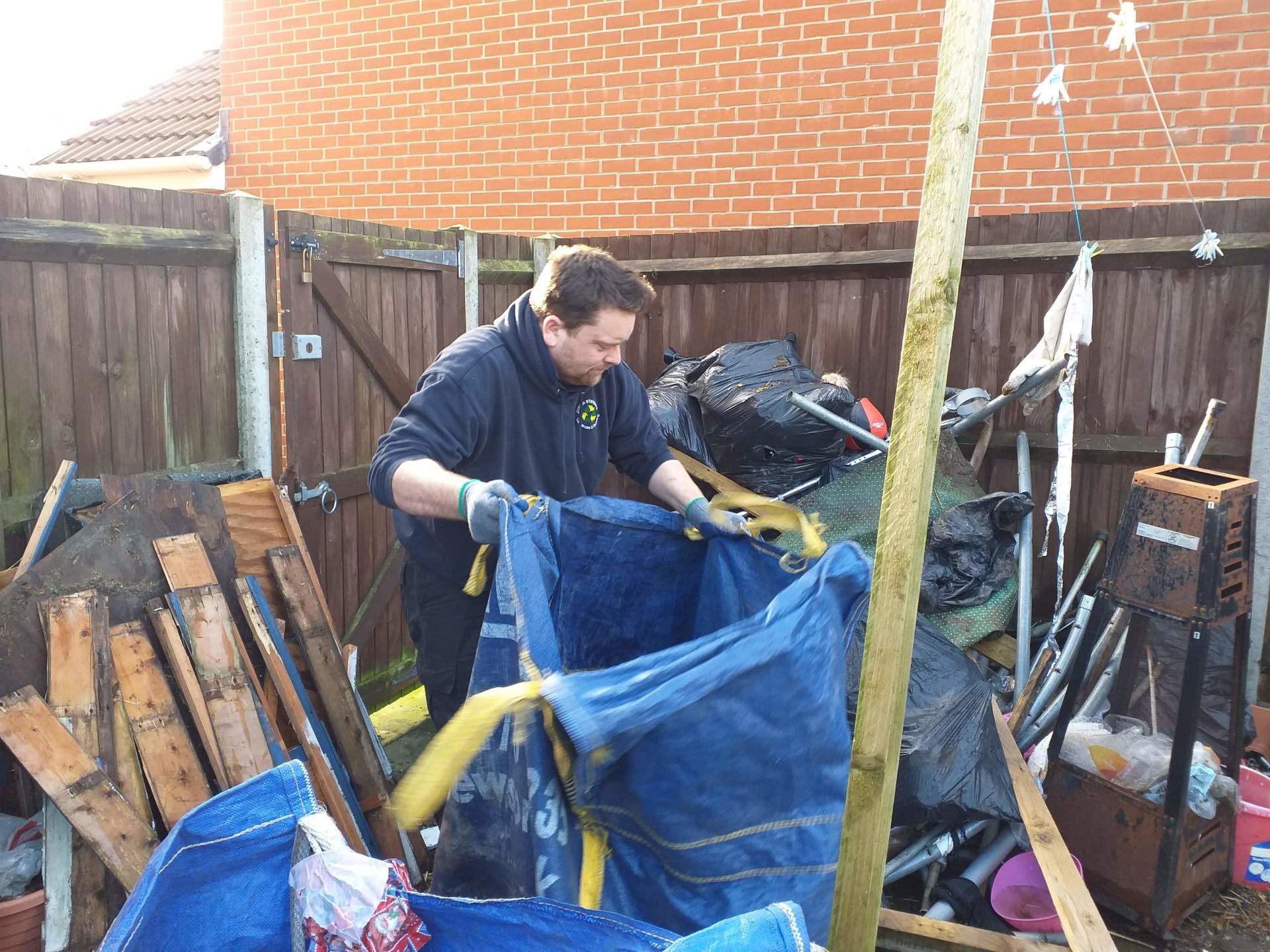Hand sorting on site of a waste clearance in Norfolk