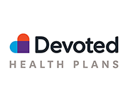 Logo for Devoted Health Plans: colored heart graphic next to black text.