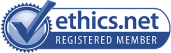Ethics.net registered member badge, blue checkmark icon.