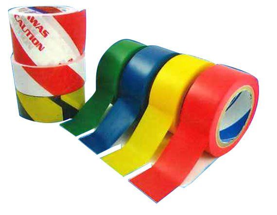 Yellow and black, green, blue, yellow, red, red and white floor marking tapes for safety and hazard warning applications
