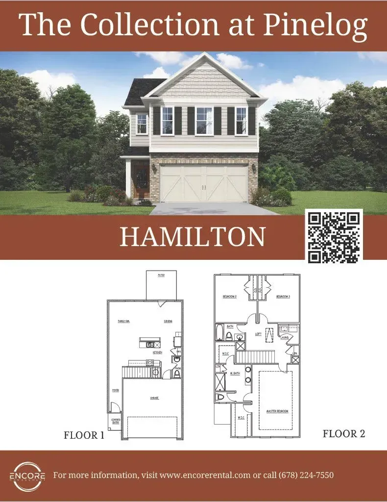 A flyer for a house called the collection at pinelog hamilton