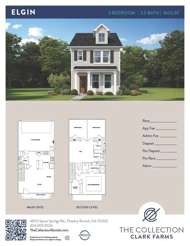 A floor plan of a house for sale by the collection clark farms