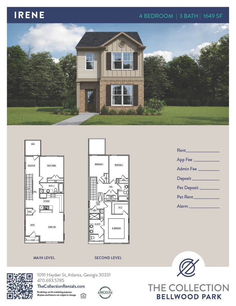A floor plan of a house with a picture of the house.