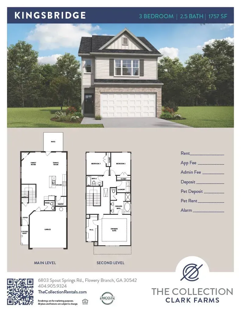 A floor plan of a house called kingsbridge by the collection clark farms