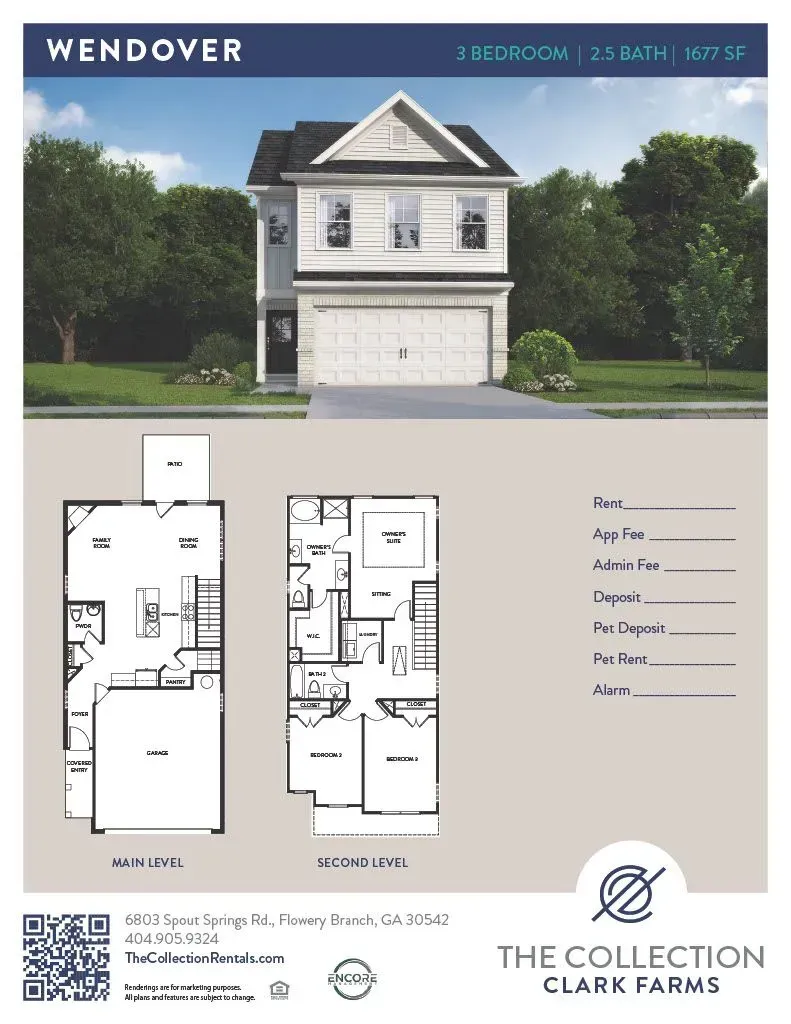 A floor plan of a house for sale by the collection clark farms.