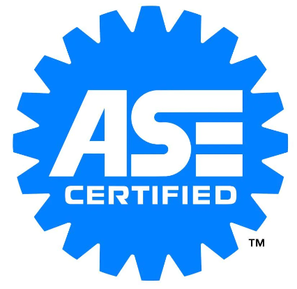 A blue logo that says ' ase certified ' on it