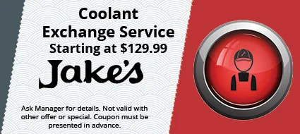 a coolant exchange service is starting at $ 129.99 at jake 's