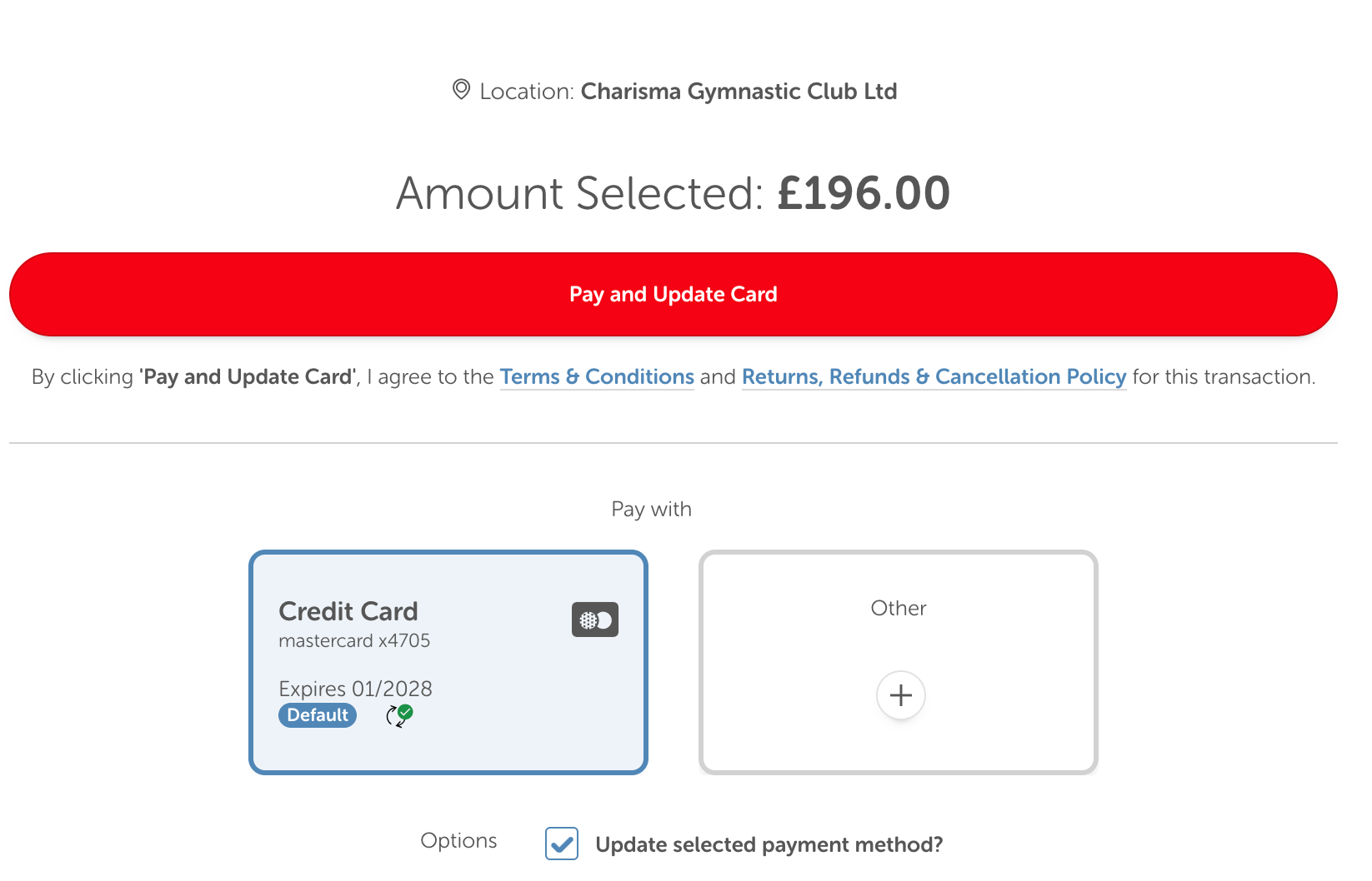 Screenshot that shows what option to check if experiencing payment issues.