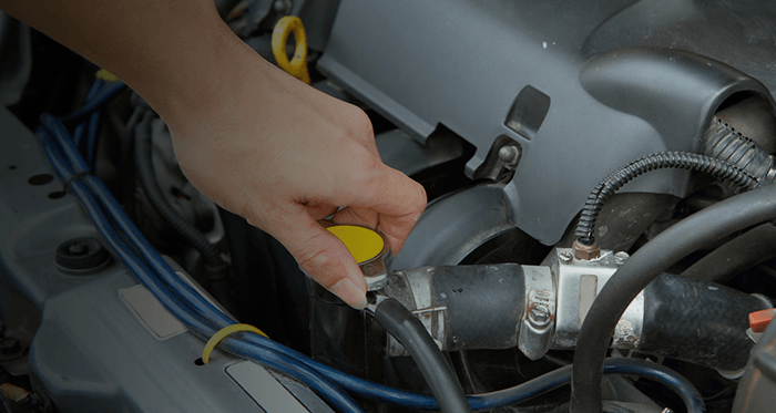 Una persona está comprobando el nivel de aceite en el motor de un automóvil.