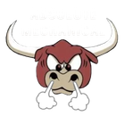 A logo featuring a cartoon bull with a maroon head, white horns, and steam blowing from its nostrils.