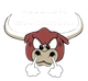 A logo featuring a cartoon bull with a maroon head, white horns, and steam blowing from its nostrils.