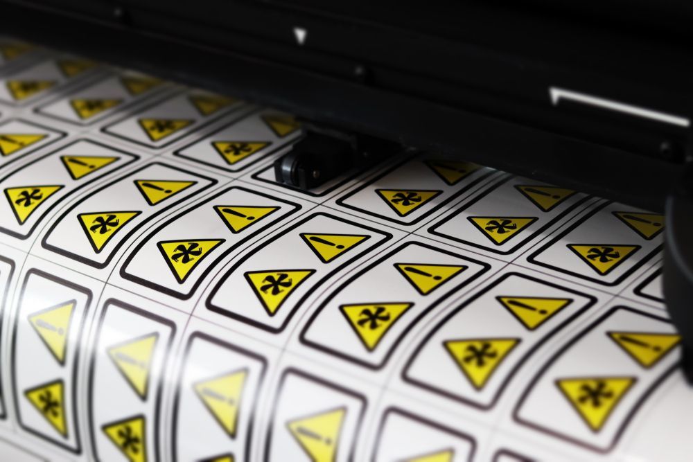 A Close Up of a Printer Printing Stickers on a Sheet of Paper — Sign Media Solutions in Ballina, NSW