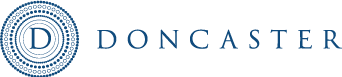 A logo for a company called doncaster with a blue circle